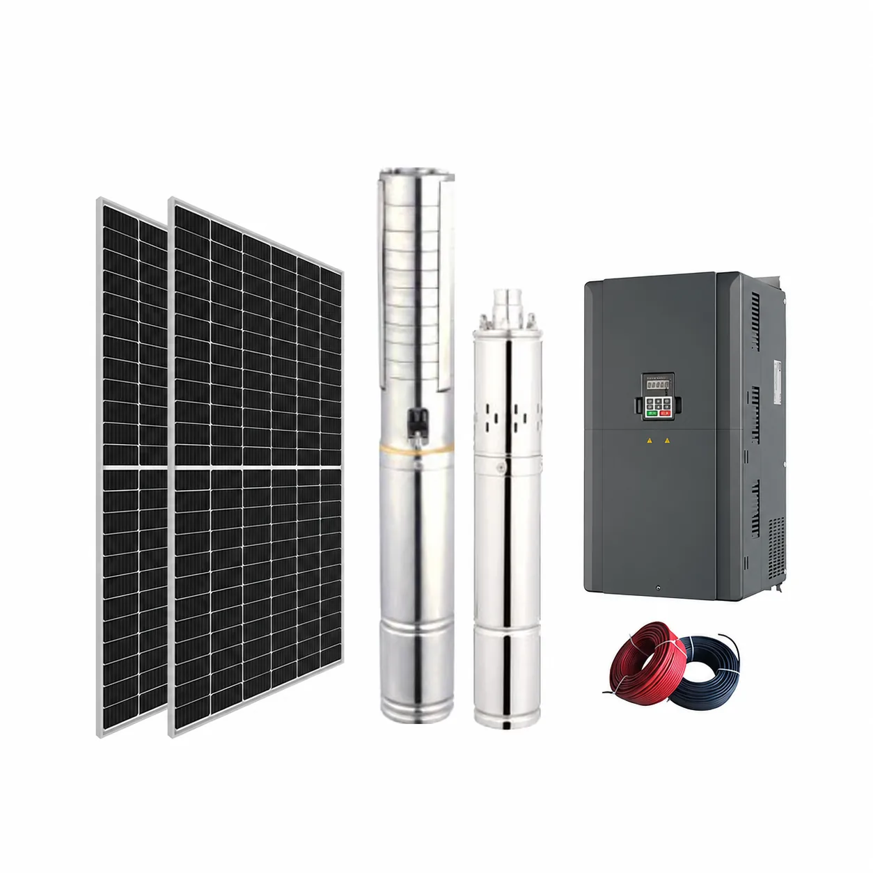 Sistem de pompare solară pentru irigații 50–100 HP — ilustrație de configurație